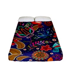 Pattern Colorful Bird Leaf Flower Fitted Sheet (full/ Double Size) by Cowasu