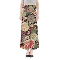 Japanese Flower Art Full Length Maxi Skirt by Cowasu