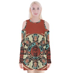 Skull Grateful Dead Phone Gratefuldead Velvet Long Sleeve Shoulder Cutout Dress by Cowasu