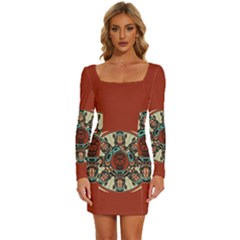 Skull Grateful Dead Phone Gratefuldead Long Sleeve Square Neck Bodycon Velvet Dress by Cowasu