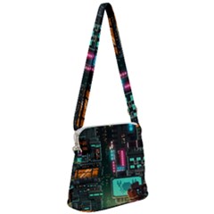 Video Game Pixel Art Zipper Messenger Bag by Cowasu