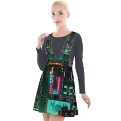 Video Game Pixel Art Plunge Pinafore Velour Dress