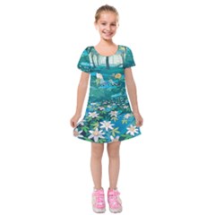 Psychedelic Adventure Kids  Short Sleeve Velvet Dress by Cowasu