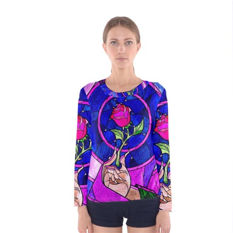 Stained Glass Rose Women s Long Sleeve Tee by Cowasu