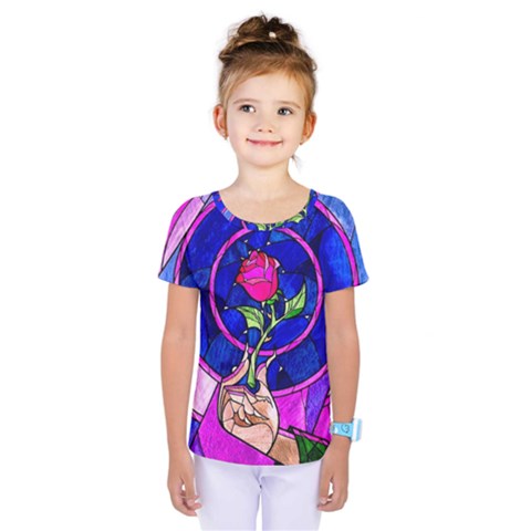 Stained Glass Rose Kids  One Piece Tee by Cowasu