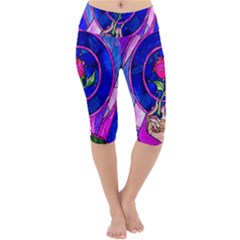 Stained Glass Rose Lightweight Velour Cropped Yoga Leggings