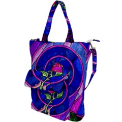Stained Glass Rose Shoulder Tote Bag