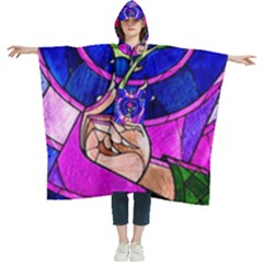 Stained Glass Rose Women s Hooded Rain Ponchos