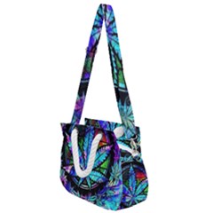 Cannabis Psychedelic Rope Handles Shoulder Strap Bag by Cowasu
