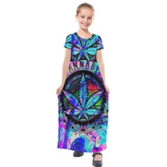 Cannabis Psychedelic Kids  Short Sleeve Maxi Dress by Cowasu