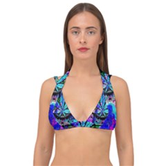 Cannabis Psychedelic Double Strap Halter Bikini Top by Cowasu