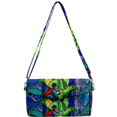 Beauty Stained Glass Rose Removable Strap Clutch Bag by Cowasu