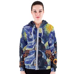 Starry Surreal Psychedelic Astronaut Space Women s Zipper Hoodie by Cowasu