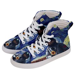 Starry Surreal Psychedelic Astronaut Space Women s Hi-top Skate Sneakers