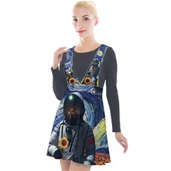 Starry Surreal Psychedelic Astronaut Space Plunge Pinafore Velour Dress