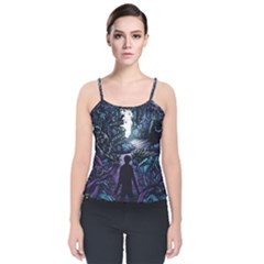 Horror Psychedelic Art Velvet Spaghetti Strap Top