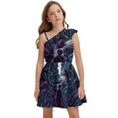 Horror Psychedelic Art Kids  One Shoulder Party Dress by Cowasu