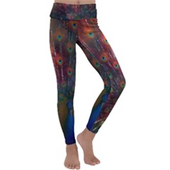 Red Peacock Feather Kids  Lightweight Velour Classic Yoga Leggings