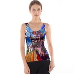 Beauty Stained Glass Castle Building Tank Top by Cowasu