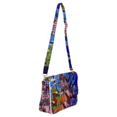 Beauty Stained Glass Castle Building Shoulder Bag With Back Zipper by Cowasu