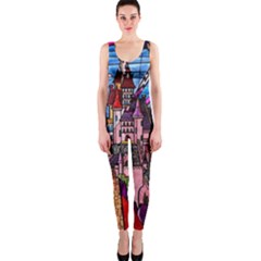 Beauty Stained Glass Castle Building One Piece Catsuit by Cowasu