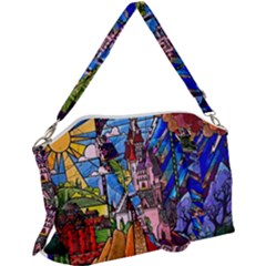 Beauty Stained Glass Castle Building Canvas Crossbody Bag by Cowasu