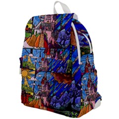 Beauty Stained Glass Castle Building Top Flap Backpack by Cowasu