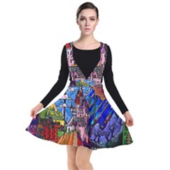 Beauty Stained Glass Castle Building Plunge Pinafore Dress by Cowasu