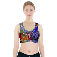 Beauty Stained Glass Castle Building Sports Bra With Pocket by Cowasu