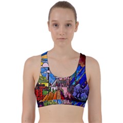 Beauty Stained Glass Castle Building Back Weave Sports Bra by Cowasu