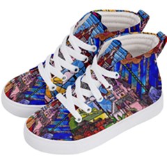 Beauty Stained Glass Castle Building Kids  Hi-top Skate Sneakers by Cowasu