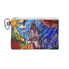 Beauty Stained Glass Castle Building Canvas Cosmetic Bag (medium) by Cowasu