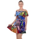 Beauty Stained Glass Castle Building Off Shoulder Velour Dress View1