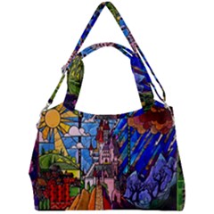 Beauty Stained Glass Castle Building Double Compartment Shoulder Bag by Cowasu