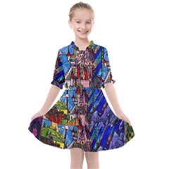 Beauty Stained Glass Castle Building Kids  All Frills Chiffon Dress by Cowasu