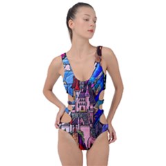 Beauty Stained Glass Castle Building Side Cut Out Swimsuit by Cowasu