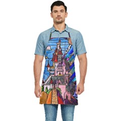 Beauty Stained Glass Castle Building Kitchen Apron by Cowasu