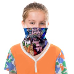 Beauty Stained Glass Castle Building Face Covering Bandana (kids) by Cowasu