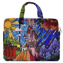 Beauty Stained Glass Castle Building Macbook Pro 16  Double Pocket Laptop Bag  by Cowasu