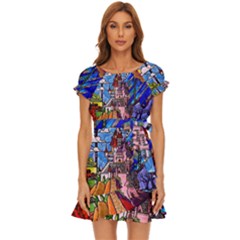 Beauty Stained Glass Castle Building Puff Sleeve Frill Dress by Cowasu