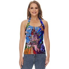 Beauty Stained Glass Castle Building Basic Halter Top by Cowasu