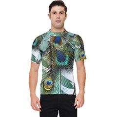 Peacock Feathers Feather Blue Green Men s Short Sleeve Rash Guard by Cowasu