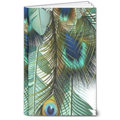 Peacock Feathers Feather Blue Green 8  X 10  Hardcover Notebook
