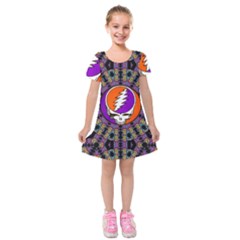 Gratefuldead Grateful Dead Pattern Kids  Short Sleeve Velvet Dress by Cowasu