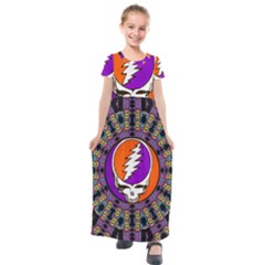 Gratefuldead Grateful Dead Pattern Kids  Short Sleeve Maxi Dress by Cowasu