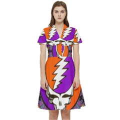 Gratefuldead Grateful Dead Pattern Short Sleeve Waist Detail Dress by Cowasu