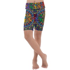 Grateful Dead Pattern Kids  Lightweight Velour Cropped Yoga Leggings