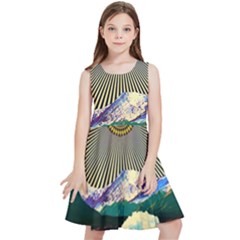 Surreal Art Psychadelic Mountain Kids  Skater Dress by Cowasu