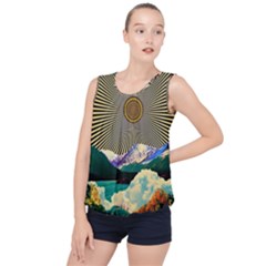 Surreal Art Psychadelic Mountain Bubble Hem Chiffon Tank Top