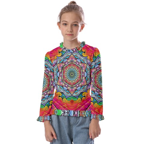 Mandalas Psychedelic Kids  Frill Detail Tee by Cowasu